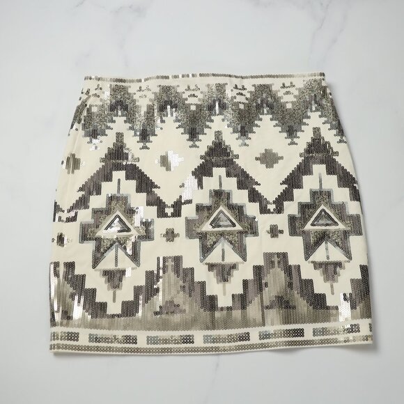 Express Designer Sequin Aztec Printed Party Skirt NWT - Picture 2 of 6